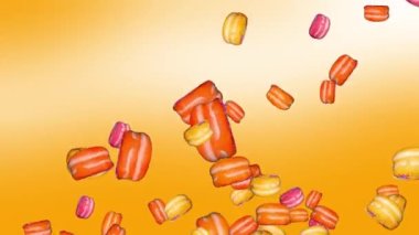 Lezzetli Uçan pembe tatlı Döngü Animasyon Arkaplanı.