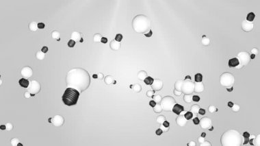 Ampuller düşüyor. Döngü Canlandırma Arkaplanı. Fikrin, bağlantının ve buluşun geleceği.