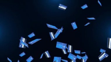 Kredi kartı, Down Döngü Animasyon Arkaplanı 'nı kapatın. 3 boyutlu görüntüleme. çevrimiçi ödemeler,