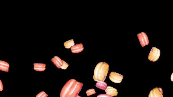 3d 4k movimento mínimo arte criativa donuts Loop animação padrão. Alimentação, saúde, conceito de fast food. — Vídeo de Stock