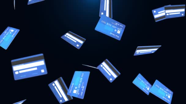 Cartões de crédito plásticos modernos Loop Background of Ecommerce ou banco comercial, — Vídeo de Stock
