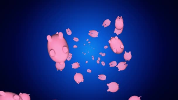 4K animation of pink piggy bank is filled loop background. Concept of saving money, investment, — ストック動画
