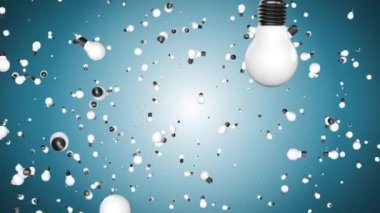 Parlayan ampul ışıkları düşüyor. Döngü animasyonu. Ampullerin çevrilebilir canlandırılmış arkaplanı.