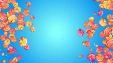 3D 4K Minimal Motion Art Creative Donuts Döngü Canlandırma Modeli. Yiyecek, sağlık, fast food konsepti.