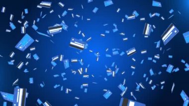 3D 4K Kredi kartı yağmuru döngüsü arkaplanı, çevrimiçi alışveriş veya finans kavramı