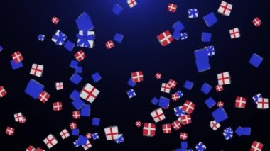 4K 3D Düşen Hediye Kutuları mor döngü arkaplan canlandırması.