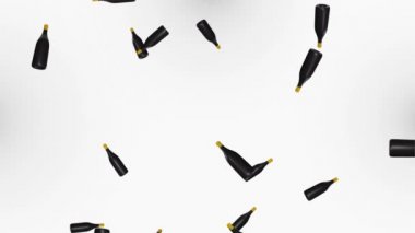 Bira şişeleri Alfa Matte Alkol içecekleri konseptiyle yeşil ekrana düşüyor..