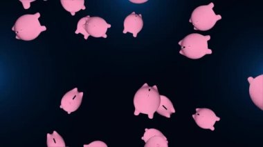 Para domuz kumbarasına düşerek para biriktirme konsepti Canlandırma Arkaplanı.