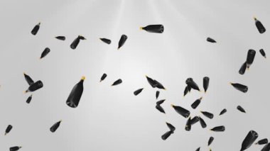 Şampanya şişesine dökülen konfetilerin canlandırması. Kutlama,