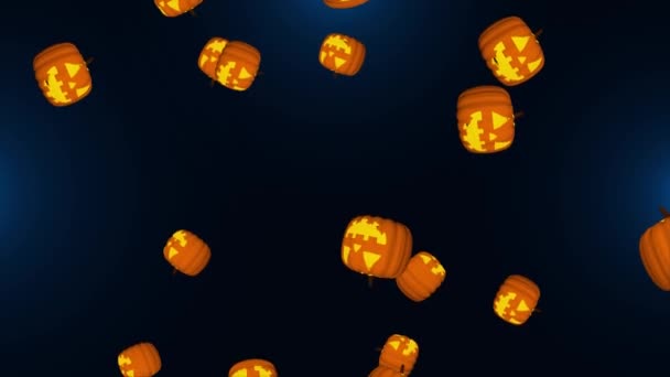 4K 3D Halloween Pompoen animatie op een groene Loop achtergrond. — Stockvideo