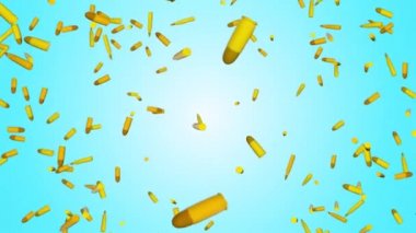 4K 3D mermiler siyah arka planda, alan derinliğinde. 4K döngü animasyonu. Metal kurşunlar