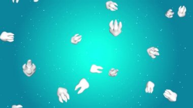 Diş ilmeği Alfa kanalı. Diş gıdası sağlıklı. Yeşil mavi arka plan animasyonu. 4K