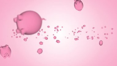 Yeşil arka planda, bir kumbaranın üç boyutlu animasyonu. Krom anahtar.