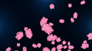 Yeşil arka planda, bir kumbaranın üç boyutlu animasyonu. Krom anahtar.