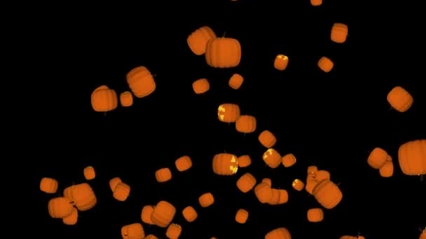 4K 3D halloween pompoen vallende lus animatie achtergrond — Stockvideo