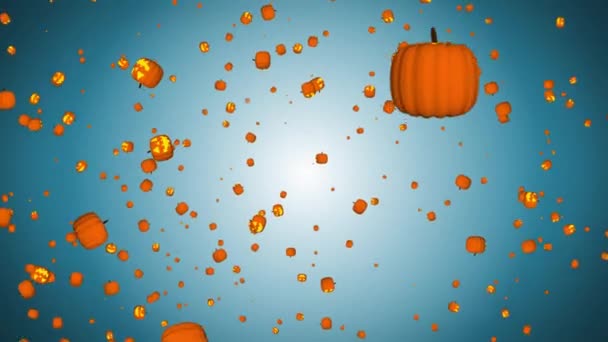4K 3D Halloween Pumpan animation på en grön Loop bakgrund. — Stockvideo