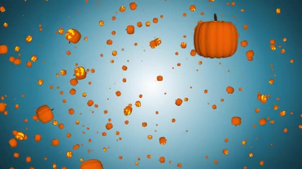 4K 3D Halloween Pompoen animatie op een groene Loop achtergrond. — Stockvideo