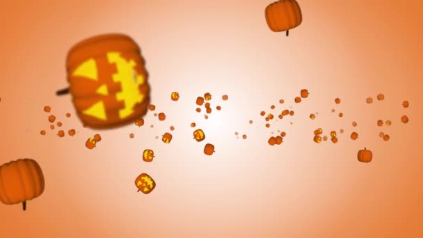 4K 3D halloween pumpkin falling loop animation background — Vídeo de stock