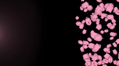 4K Falling Pink Piggy Bankası Finans Konsepti Video Döngü Animasyon Arkaplanı.