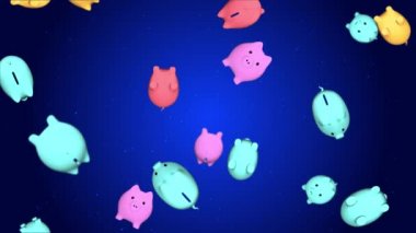 Yeşil arka planda, bir kumbaranın üç boyutlu animasyonu. Krom anahtar.