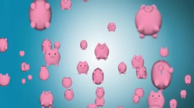 Para domuz kumbarasına düşerek para biriktirme konsepti Canlandırma Arkaplanı.