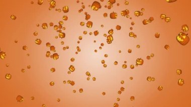 Cadılar Bayramı arka plan döngüsü. Uçan balkabağı siyah arka planda izole edildi..