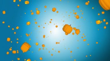 4K 3D Cadılar Bayramı Balkabağı Düşen Döngü Canlandırma Arkaplanı