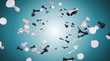 Satranç oyunu. Satranç Parçaları Düşen Döngü Canlandırma Arkaplanı.