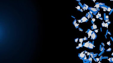 Süzülen düğmeler ve dönen Lopp Arkaplanı gibi sosyal medyanın 3d animasyonu