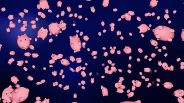 4K Falling Pink Piggy Bankası Finans Konsepti Video Döngü Animasyon Arkaplanı.