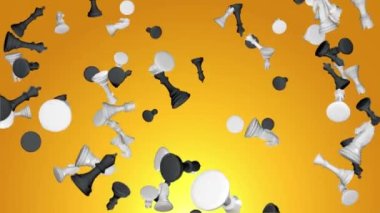 Satranç oyunu. Satranç Parçaları Düşen Döngü Canlandırma Arkaplanı.