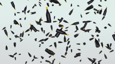 Şampanya şişesine dökülen konfetilerin canlandırması. Kutlama,