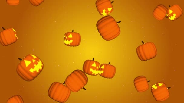 4K 3D Halloween Pumpkin animation on a green Loop background. — ストック動画