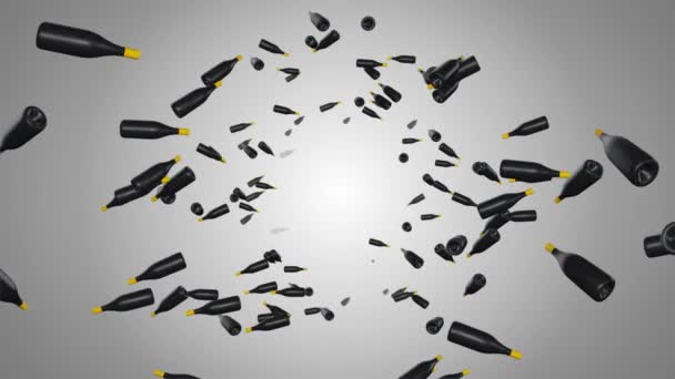 Animace konfety padající na láhev šampaňského nalévání smyčky Pozadí. elebrace, — Stock video
