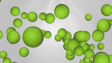 Siyah arka planda tenis topu yuvarlak 3D, Alfa 4k video. Profesyonel olmak için spor faaliyetleri