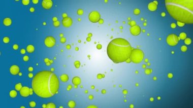 Uçan Tenis Topları Animasyonu, Arkaplan, Döngü, 4k Spor ve Hobi Konsepti.