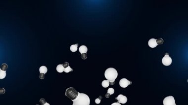 Yeşil döngü arkaplanındaki çoklu düşen ampullerin canlandırması