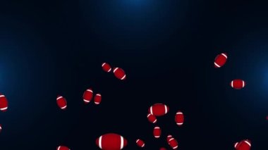 3D Amerikan Futbolu dönüyor Yeşil ekran Döngü Arkaplanı ile yere düşüyor.