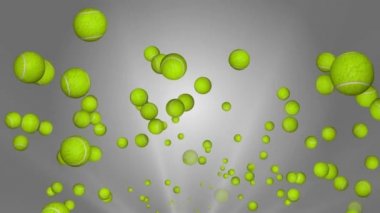 Siyah arka planda tenis topu yuvarlak 3D, Alfa 4k video. Profesyonel olmak için spor faaliyetleri