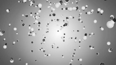 Döngü Animasyon Arkaplanından düşen ampul. Yeni yaratıcı fikir kavramı,