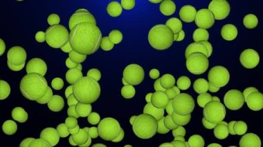 Uçan Tenis Topları Animasyonu, Arkaplan, Döngü, 4k Spor ve Hobi Konsepti.