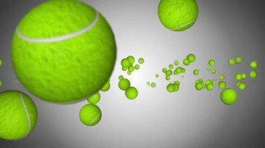 4K 3D tenis topu yukarı uçar ve siyah bir döngü üzerine düşer.