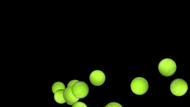 4K 3D Spinning en tracking Tennis bal. Balspelen en sport. tennisballen achtergrond animatie. — Stockvideo