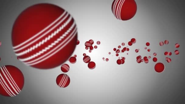 Animazione in loop 3D 4K di una palla da cricket rossa che gira al rallentatore su uno sfondo di schermo verde. — Video Stock