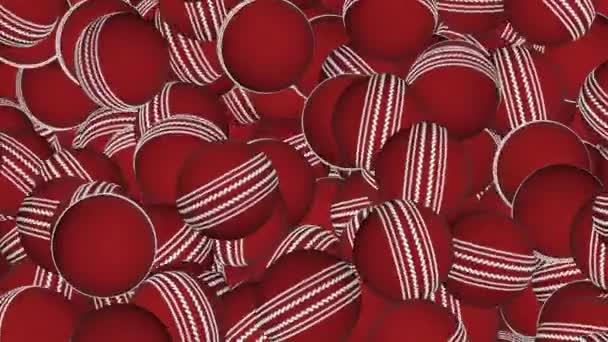 Animação de bolas de críquete caindo sobre fundo preto e enchimento. cricket bat papel de parede, jogo de bola, bola de críquete — Vídeo de Stock