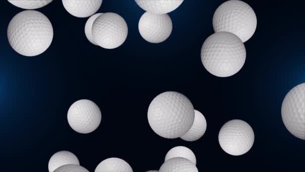 Βρόχο 3D animation της πτώσης χρυσές μπάλες του γκολφ που παρέχονται 4K φόντο. — Αρχείο Βίντεο
