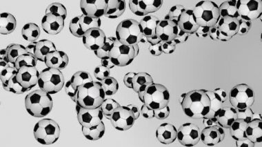 4K 3D Güzel Futbol Topları Yeşil Ekranda Yavaş Hareket. Futbol 3d Canlandırmaları.