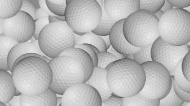 4K 3D golf topu yeşil ekran döngüsü arka planında izole edildi.