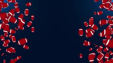 Amerikan futbol topu alfa kanallı yeşil ekranda dönüyor. Döngülü 3d Canlandırma 4K