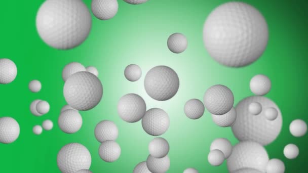4K 3D Golf míč rotující izolované na zelené obrazovce Smyčka pozadí. — Stock video